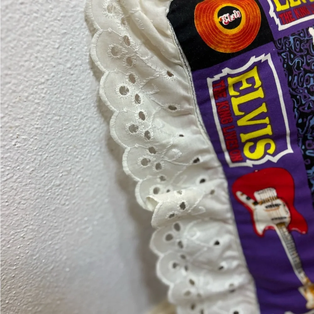 Vintage Elvis Presley Decorative Pillow Lace Ruffle Trim Double sided Handmade